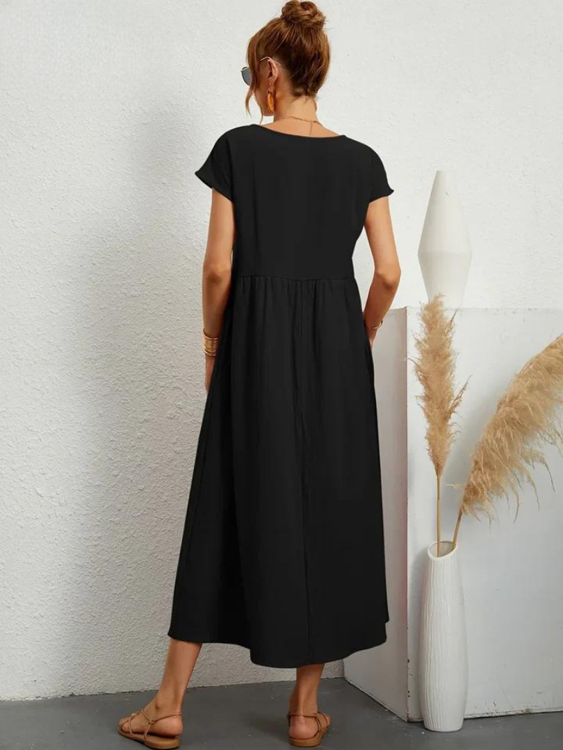 Tenley | Women's Cotton Cap Sleeve Gathered Waist Midi Dress Carol & Margaret Wilmington