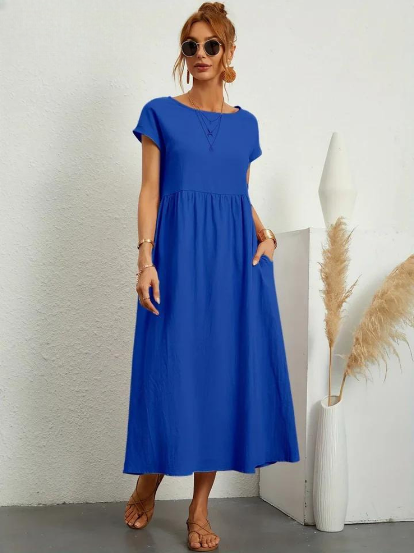 Tenley | Women's Cotton Cap Sleeve Gathered Waist Midi Dress Carol & Margaret Wilmington