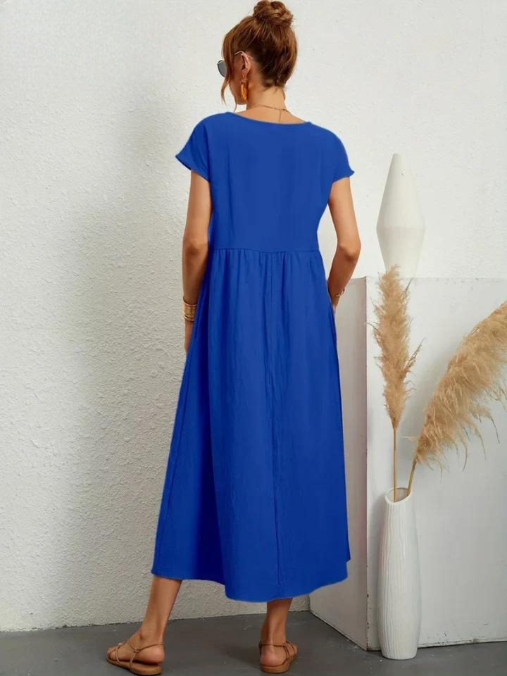 Tenley | Women's Cotton Cap Sleeve Gathered Waist Midi Dress Carol & Margaret Wilmington