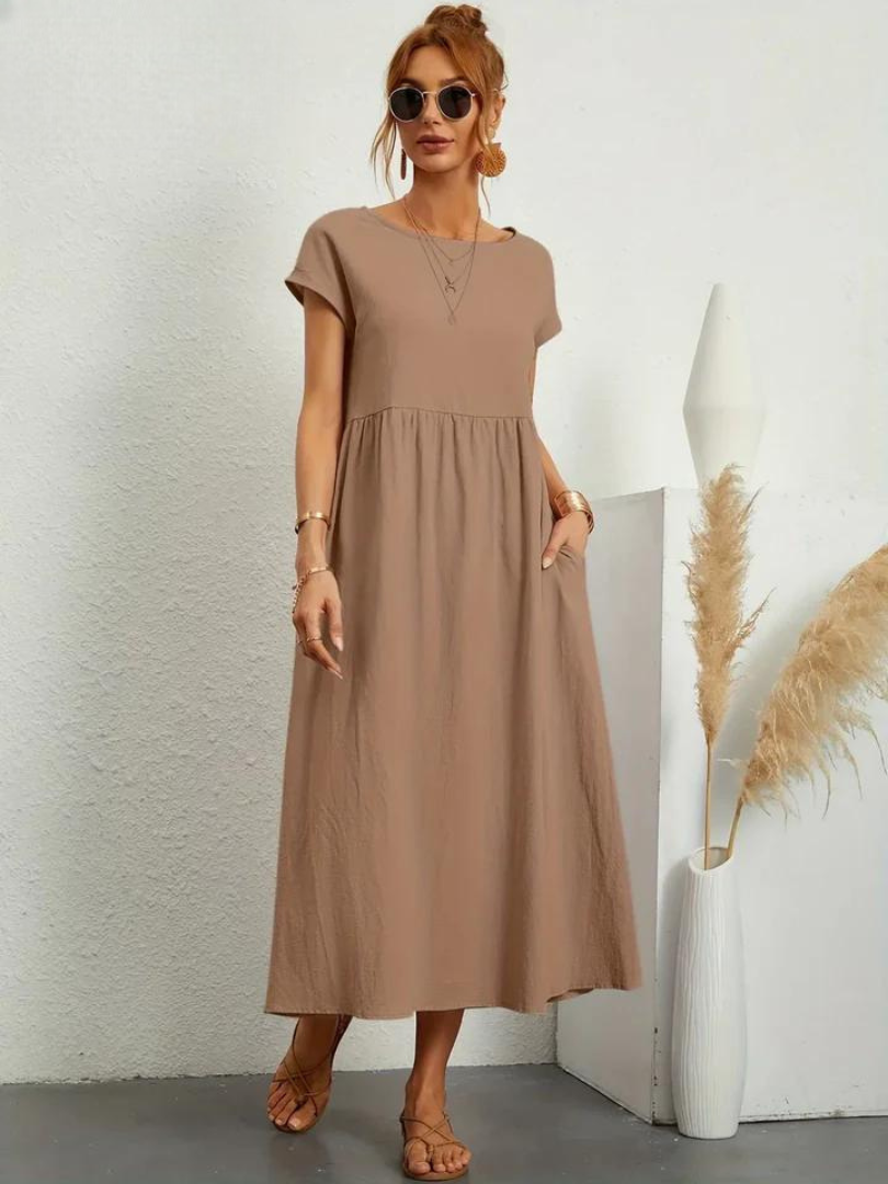 Tenley | Women's Cotton Cap Sleeve Gathered Waist Midi Dress Carol & Margaret Wilmington