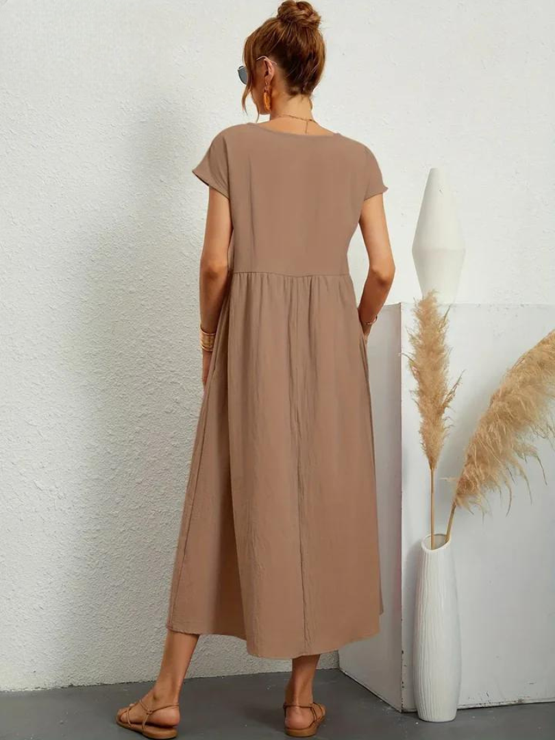 Tenley | Women's Cotton Cap Sleeve Gathered Waist Midi Dress Carol & Margaret Wilmington