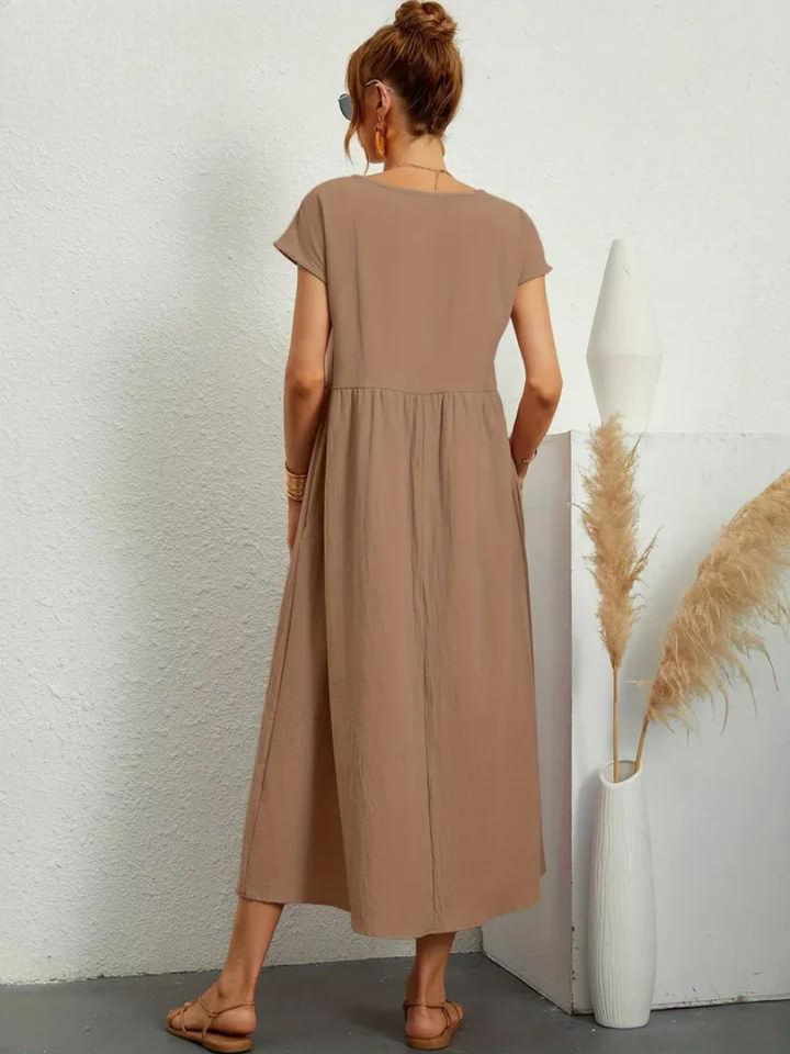Tenley | Women's Cotton Cap Sleeve Gathered Waist Midi Dress Carol & Margaret Wilmington