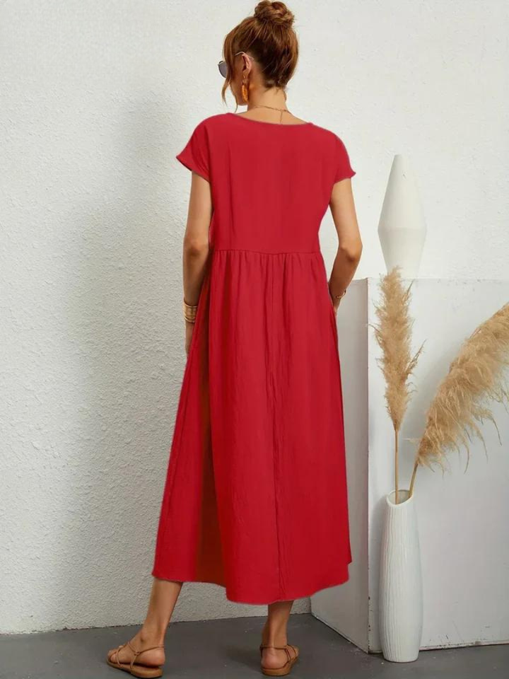 Tenley | Women's Cotton Cap Sleeve Gathered Waist Midi Dress Carol & Margaret Wilmington