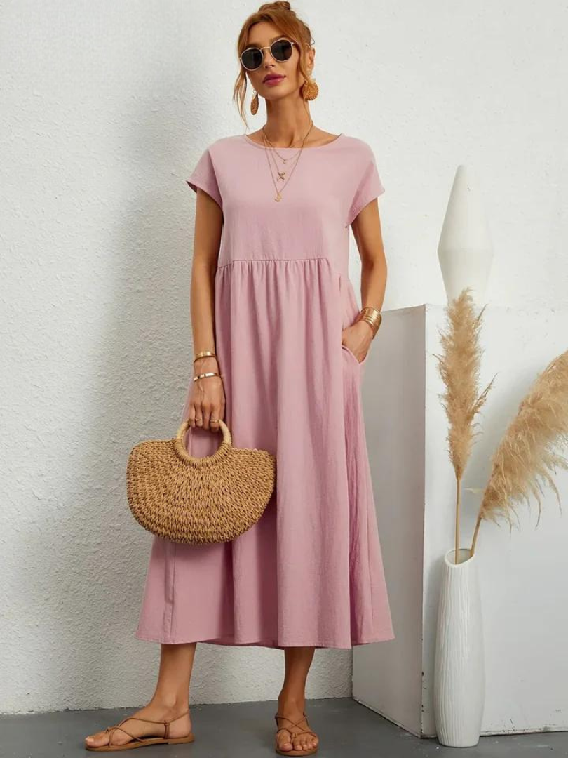 Tenley | Women's Cotton Cap Sleeve Gathered Waist Midi Dress Carol & Margaret Wilmington
