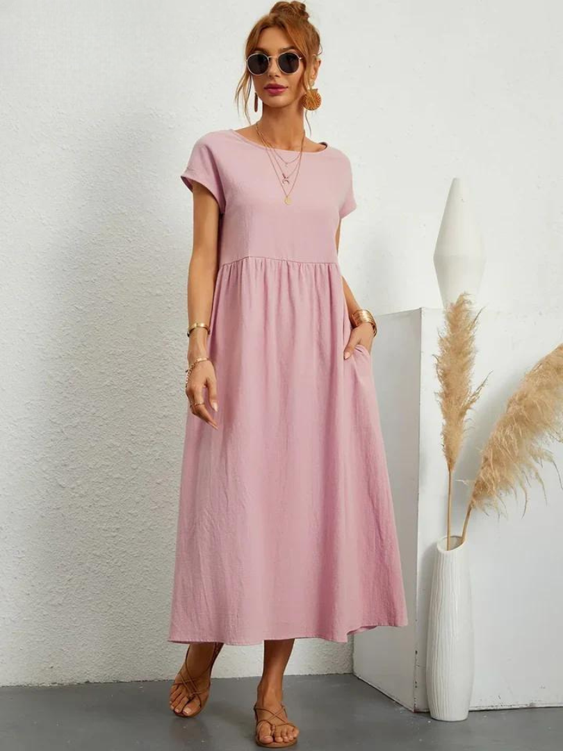 Tenley | Women's Cotton Cap Sleeve Gathered Waist Midi Dress Carol & Margaret Wilmington