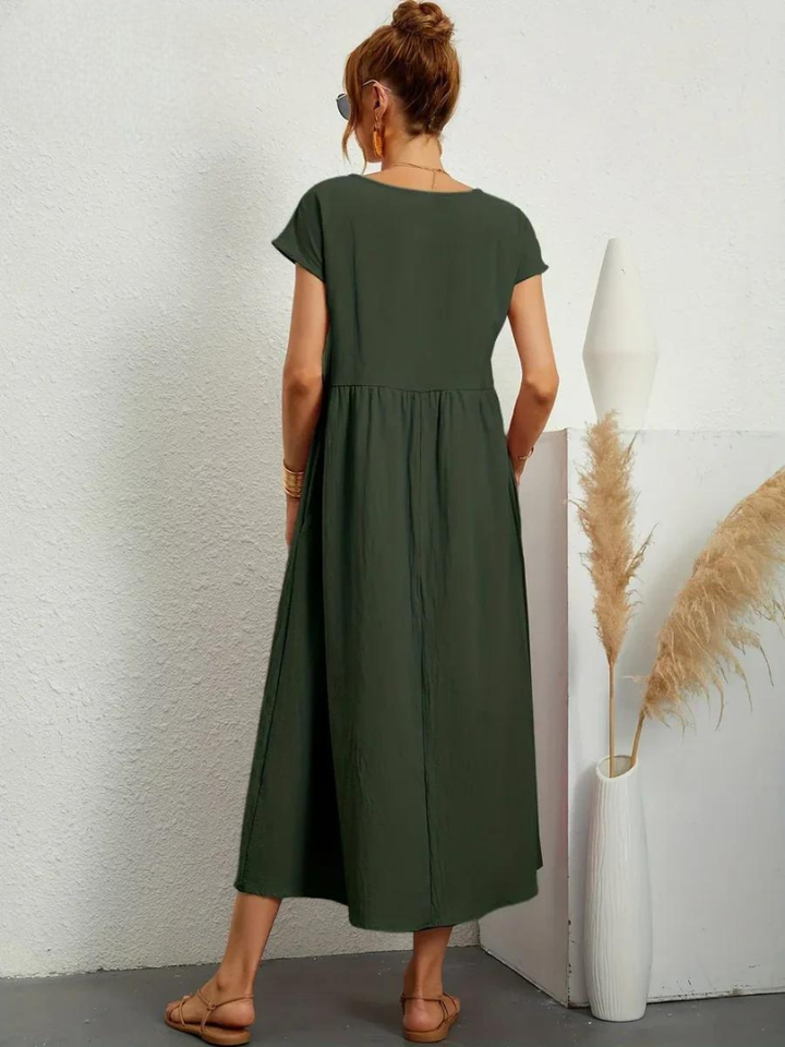 Tenley | Women's Cotton Cap Sleeve Gathered Waist Midi Dress Carol & Margaret Wilmington