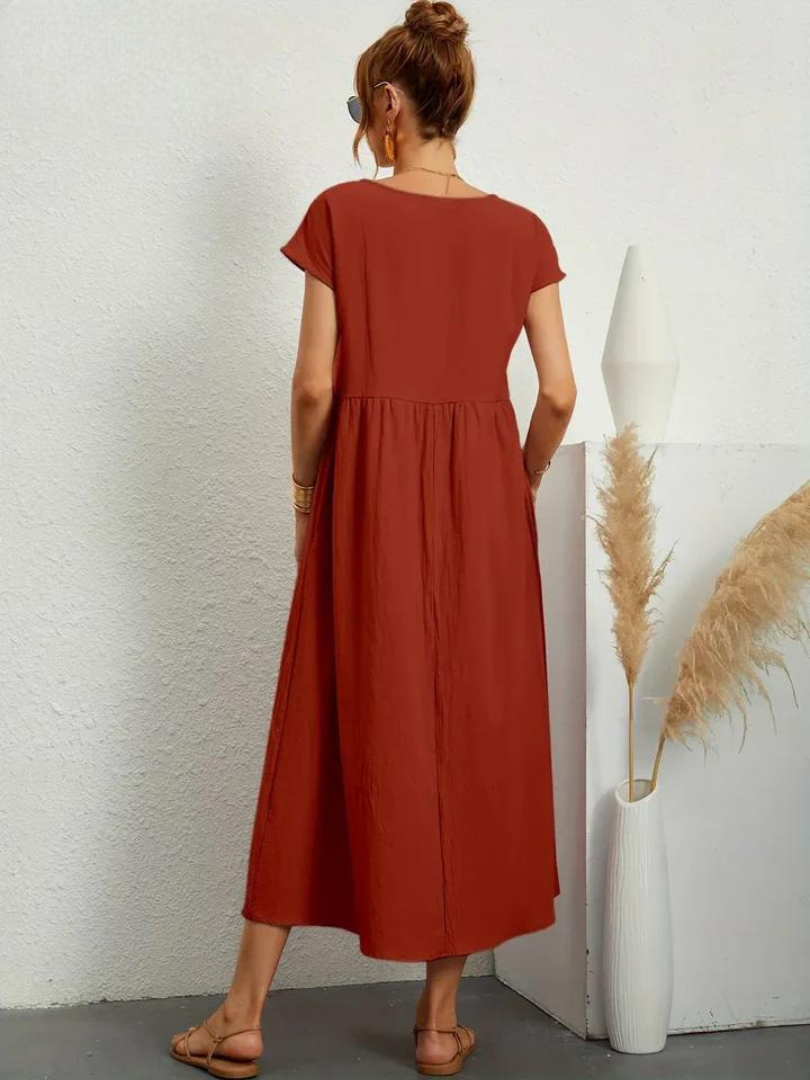 Tenley | Women's Cotton Cap Sleeve Gathered Waist Midi Dress Carol & Margaret Wilmington
