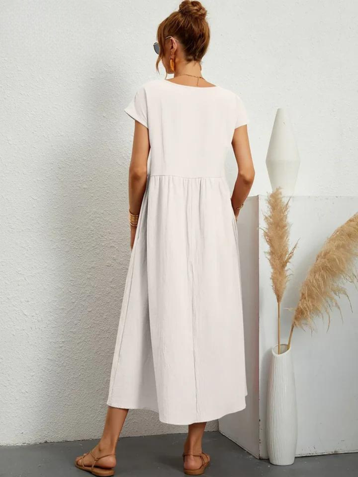 Tenley | Women's Cotton Cap Sleeve Gathered Waist Midi Dress Carol & Margaret Wilmington