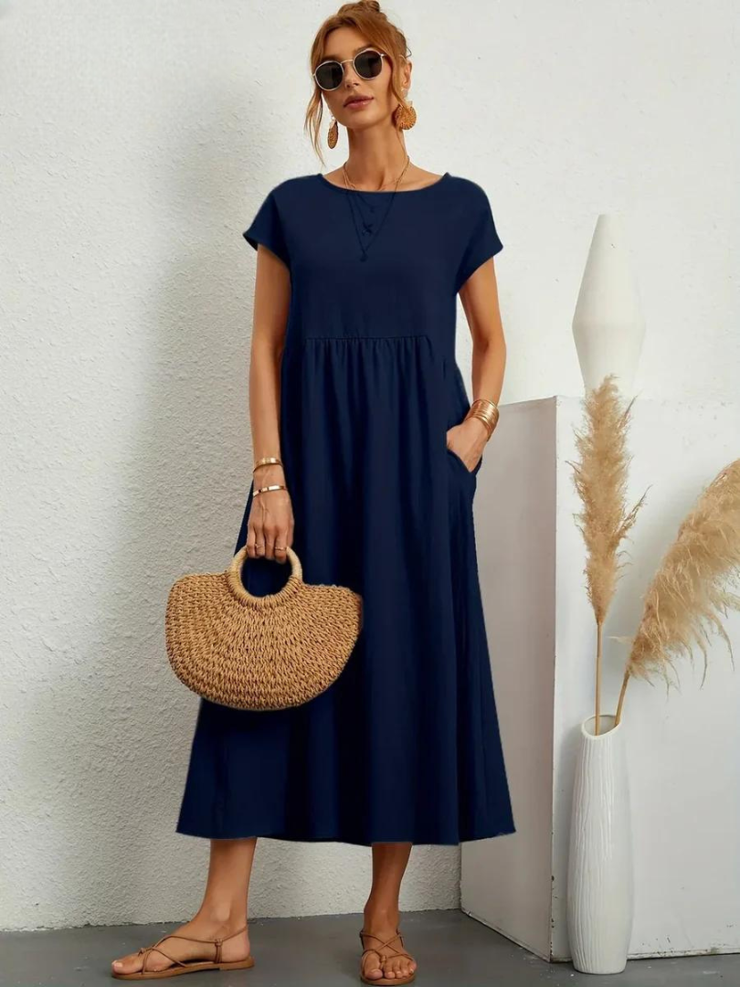 Tenley | Women's Cotton Cap Sleeve Gathered Waist Midi Dress Carol & Margaret Wilmington