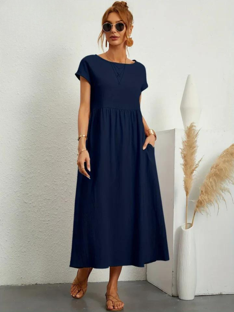Tenley | Women's Cotton Cap Sleeve Gathered Waist Midi Dress Carol & Margaret Wilmington