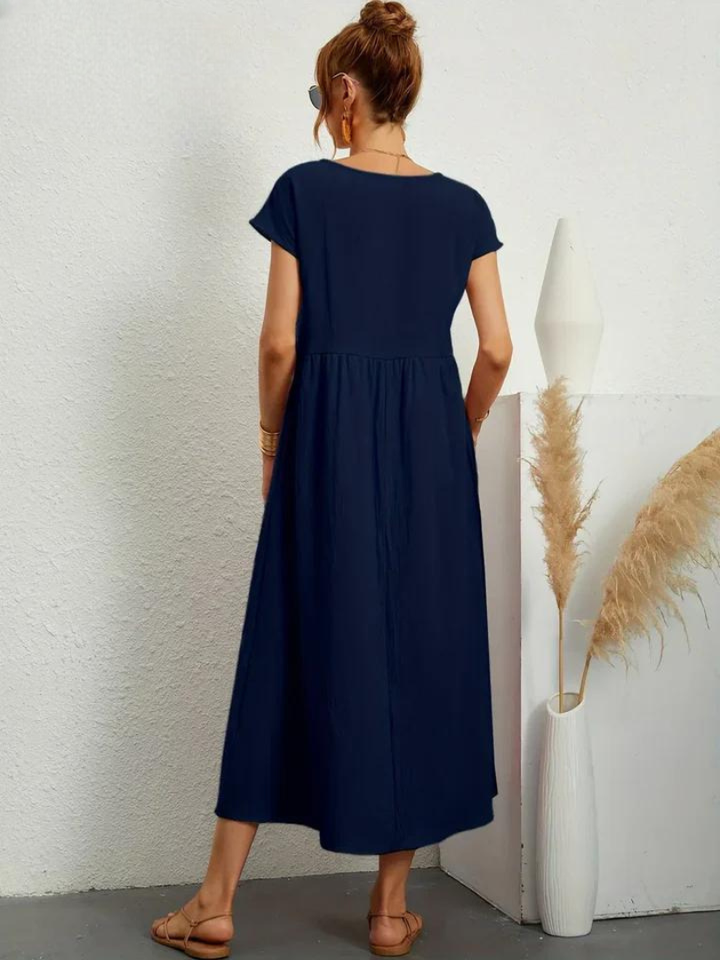 Tenley | Women's Cotton Cap Sleeve Gathered Waist Midi Dress Carol & Margaret Wilmington