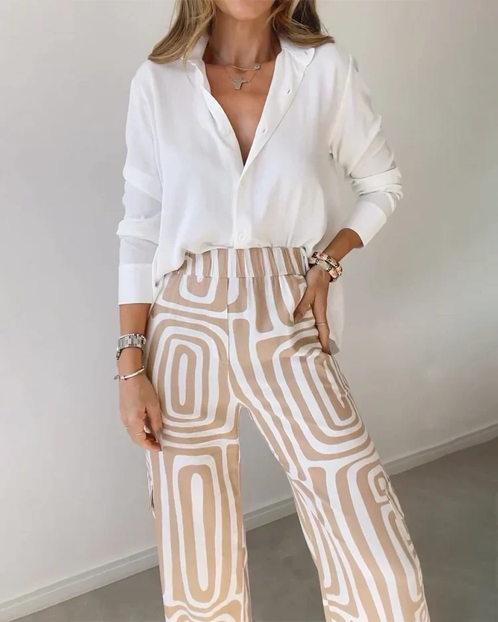 Tessa | Women's Stretch High-Waist Belted Trousers & Shirt Set Carol & Margaret Wilmington