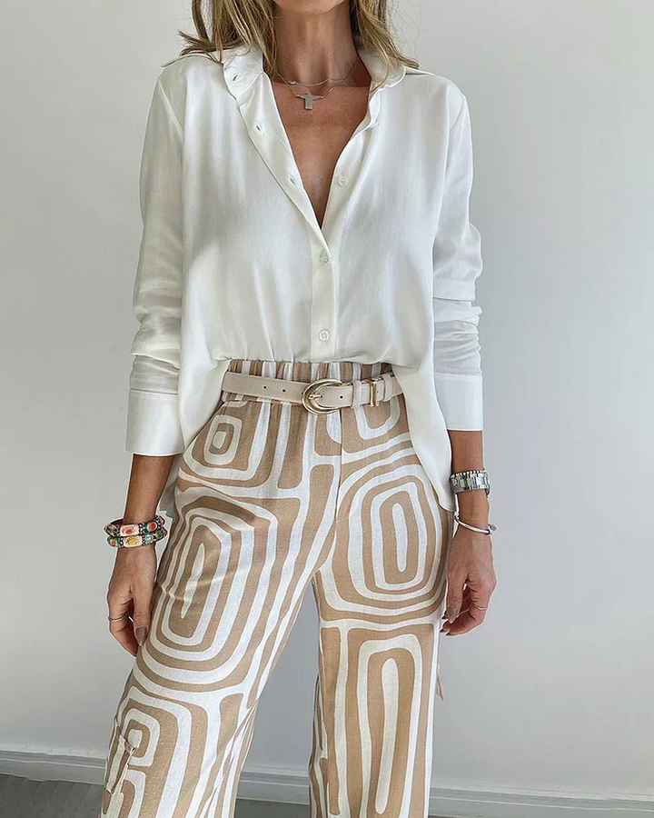 Tessa | Women's Stretch High-Waist Belted Trousers & Shirt Set Carol & Margaret Wilmington
