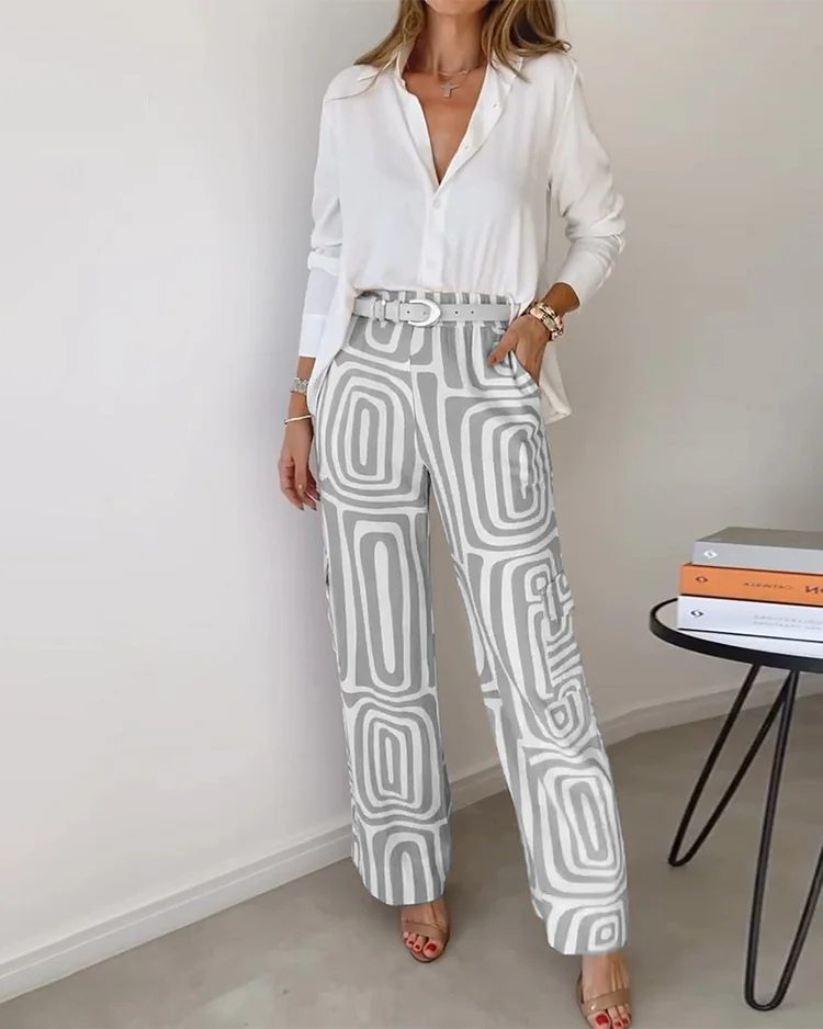 Tessa | Women's Stretch High-Waist Belted Trousers & Shirt Set Carol & Margaret Wilmington
