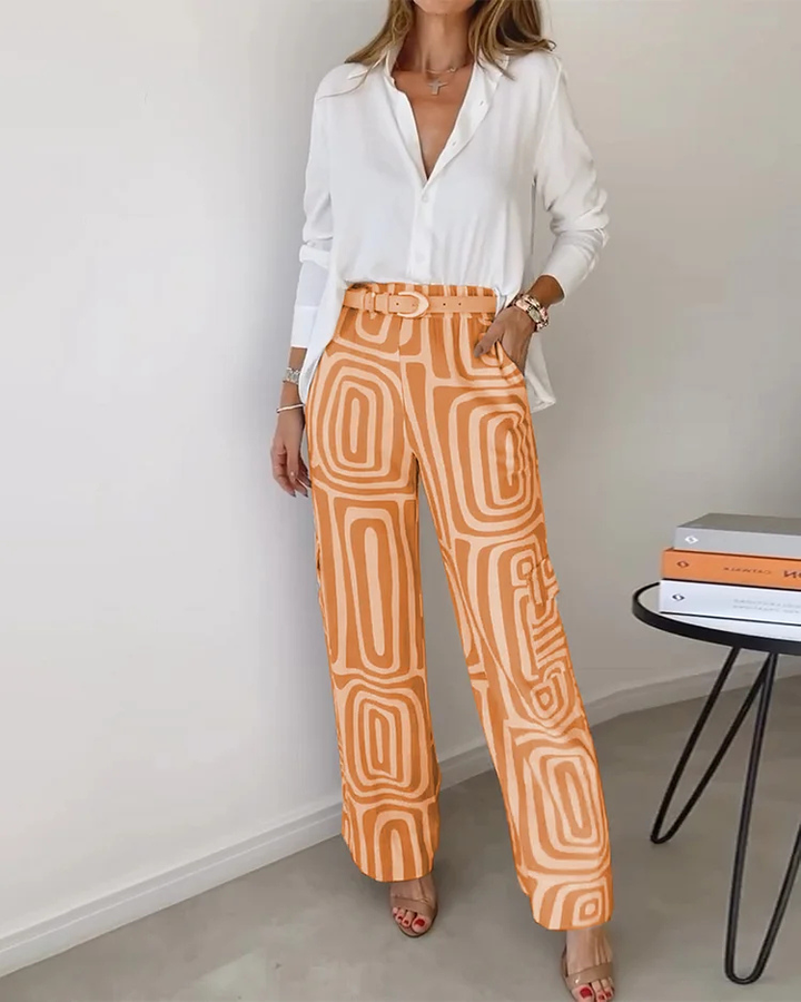 Tessa | Women's Stretch High-Waist Belted Trousers & Shirt Set Carol & Margaret Wilmington
