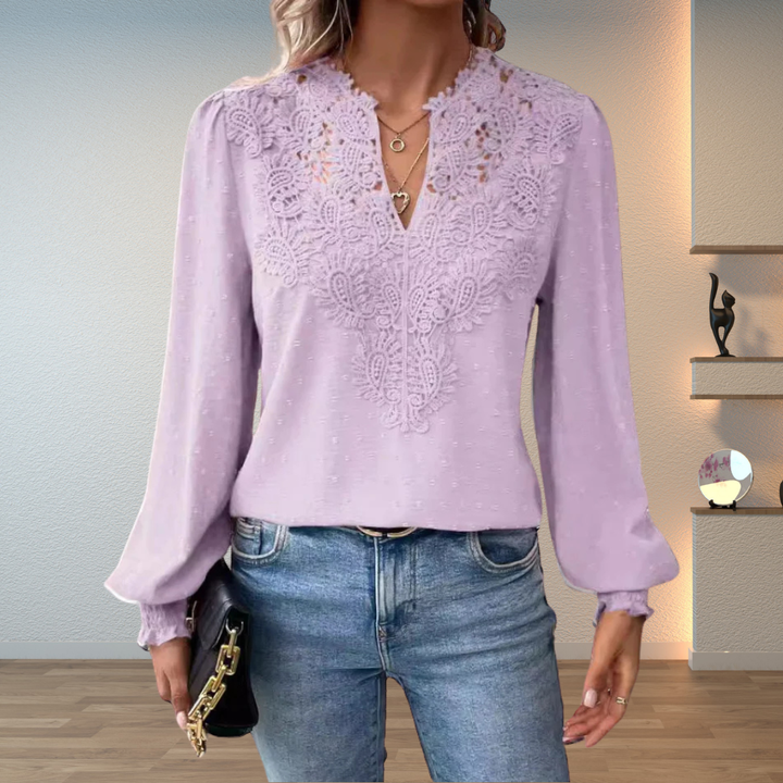 Thea | Women's Elegant Lightweight Lace Detail Blouse Carol & Margaret Wilmington