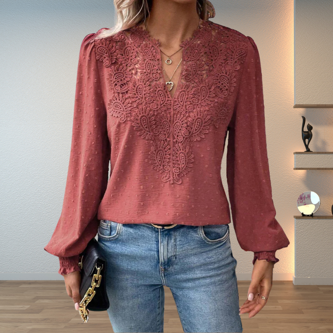 Thea | Women's Elegant Lightweight Lace Detail Blouse Carol & Margaret Wilmington