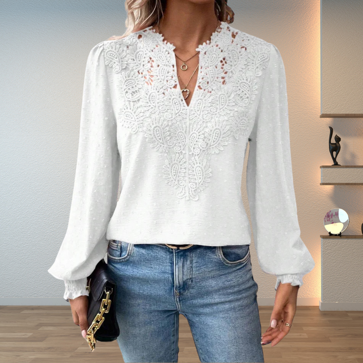 Thea | Women's Elegant Lightweight Lace Detail Blouse Carol & Margaret Wilmington