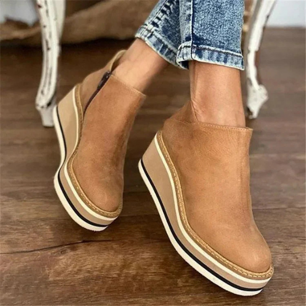 Thea | Women's Leather Platform Wedge Ankle Boots Carol & Margaret Wilmington