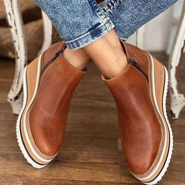 Thea | Women's Leather Platform Wedge Ankle Boots Carol & Margaret Wilmington