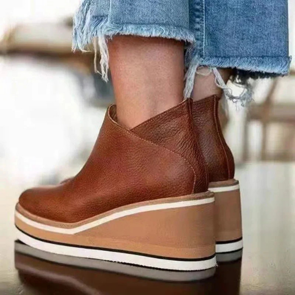 Thea | Women's Leather Platform Wedge Ankle Boots Carol & Margaret Wilmington