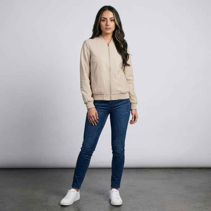 Lalage | Women's Relaxed Knit-Trim Bomber Jacket