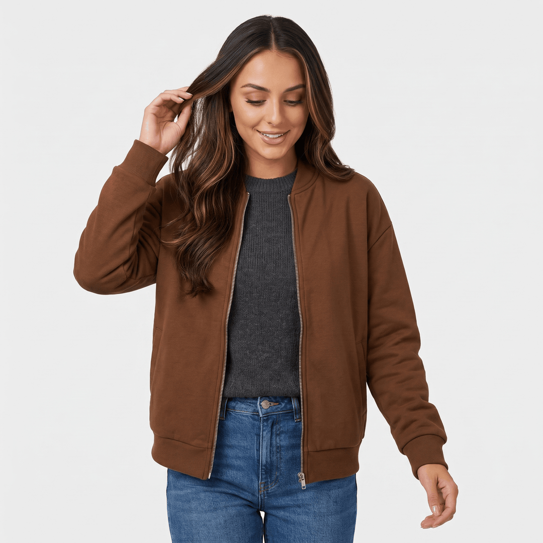 Lalage | Women's Relaxed Knit-Trim Bomber Jacket