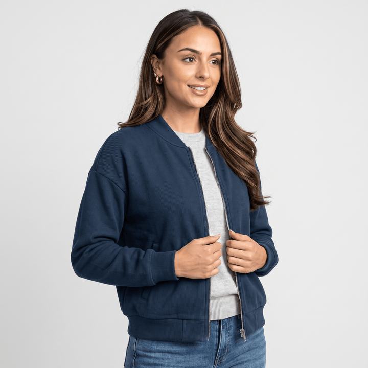 Lalage | Women's Relaxed Knit-Trim Bomber Jacket