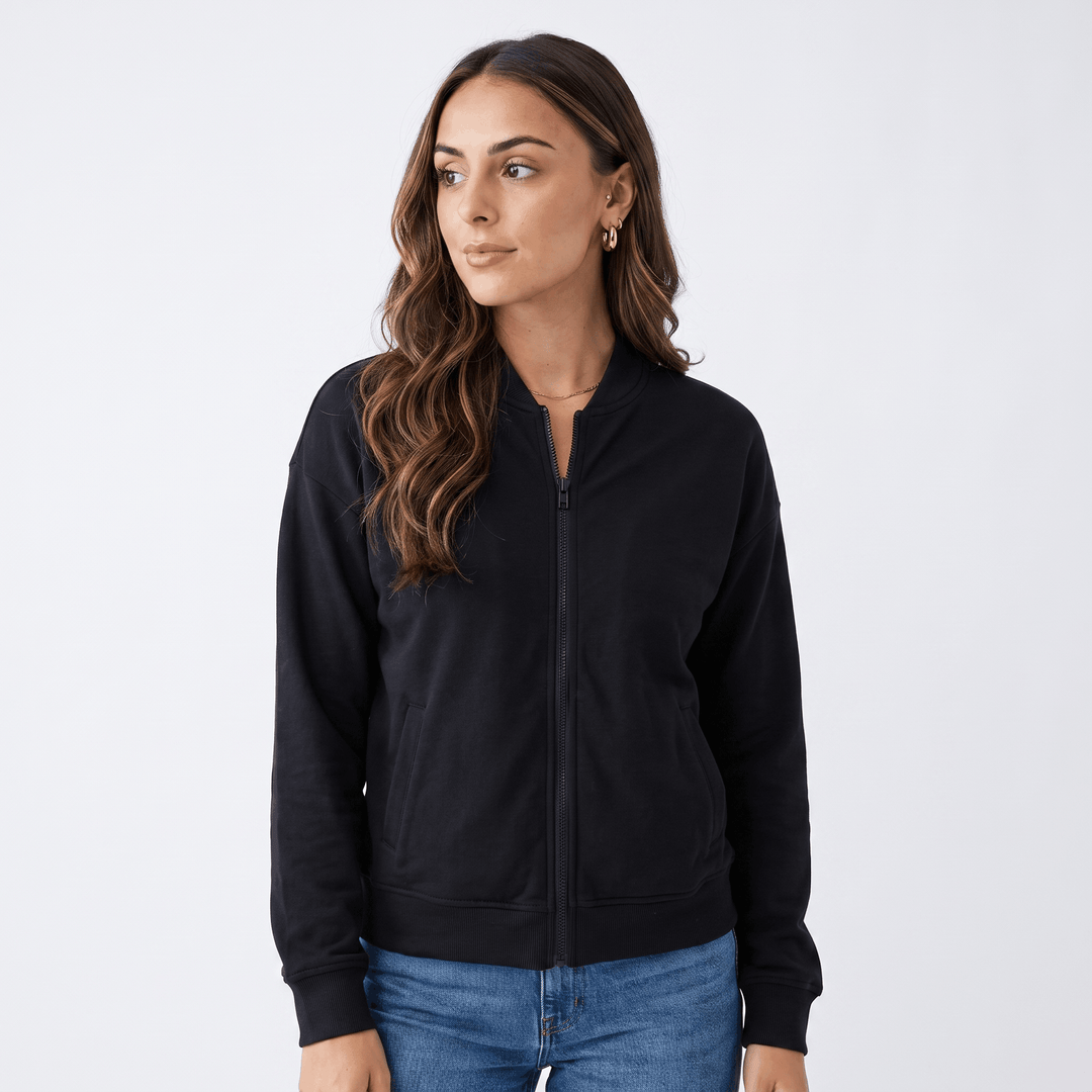 Lalage | Women's Relaxed Knit-Trim Bomber Jacket