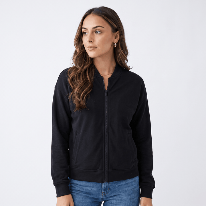 Lalage | Women's Relaxed Knit-Trim Bomber Jacket