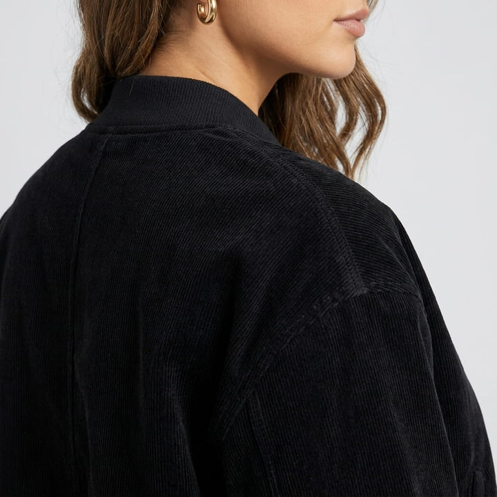 Lalage | Women's Relaxed Knit-Trim Bomber Jacket