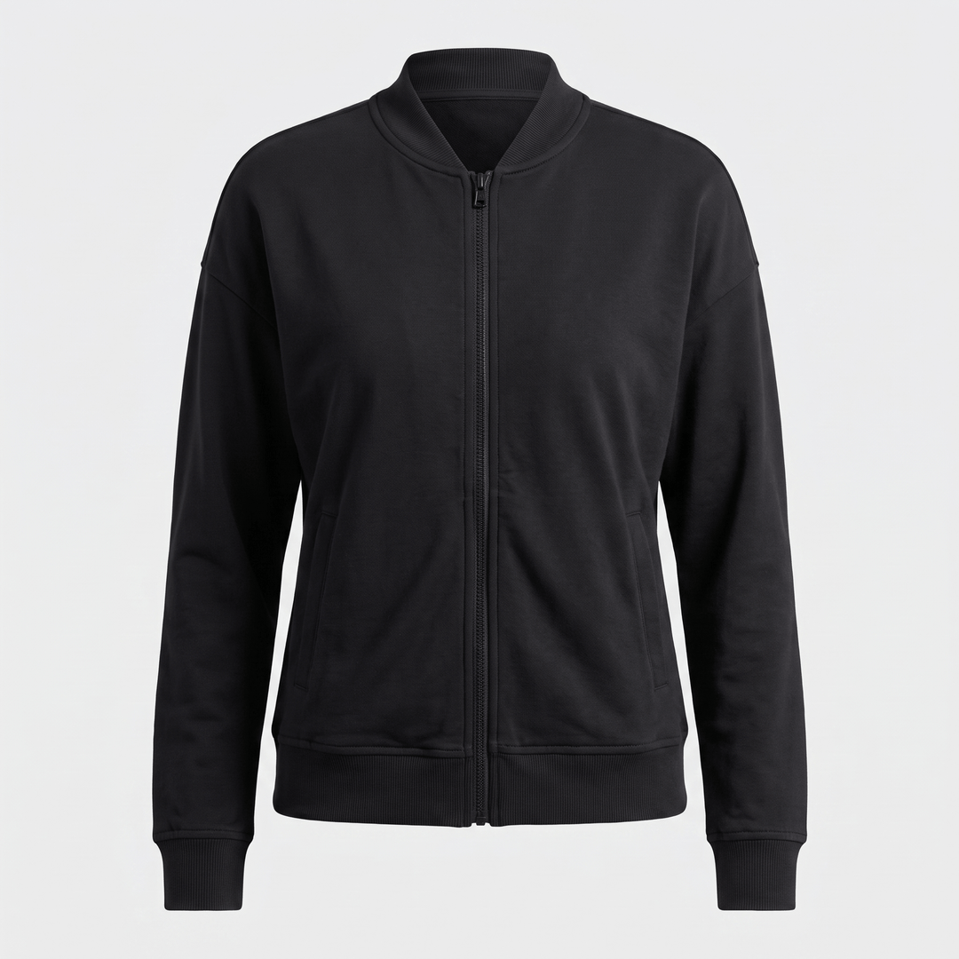 Lalage | Women's Relaxed Knit-Trim Bomber Jacket