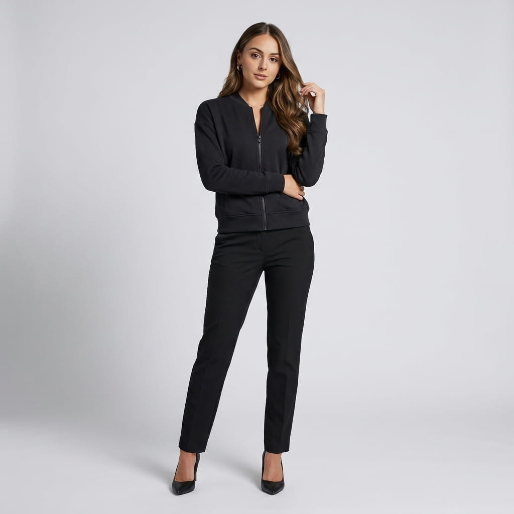 Lalage | Women's Relaxed Knit-Trim Bomber Jacket