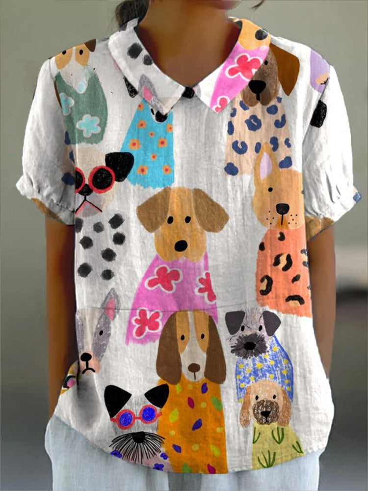 Maisie | Playful Dog Print Shirt