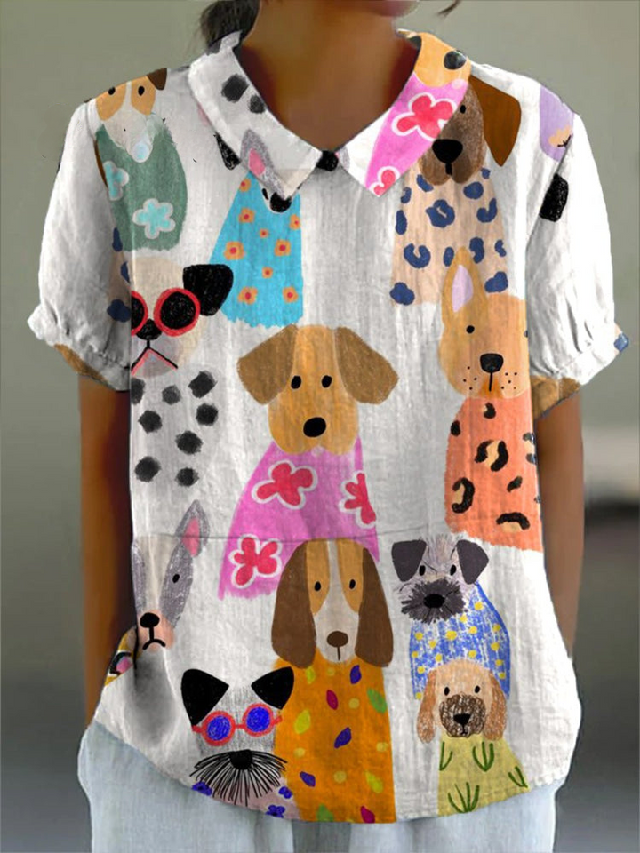 Maisie | Playful Dog Print Shirt