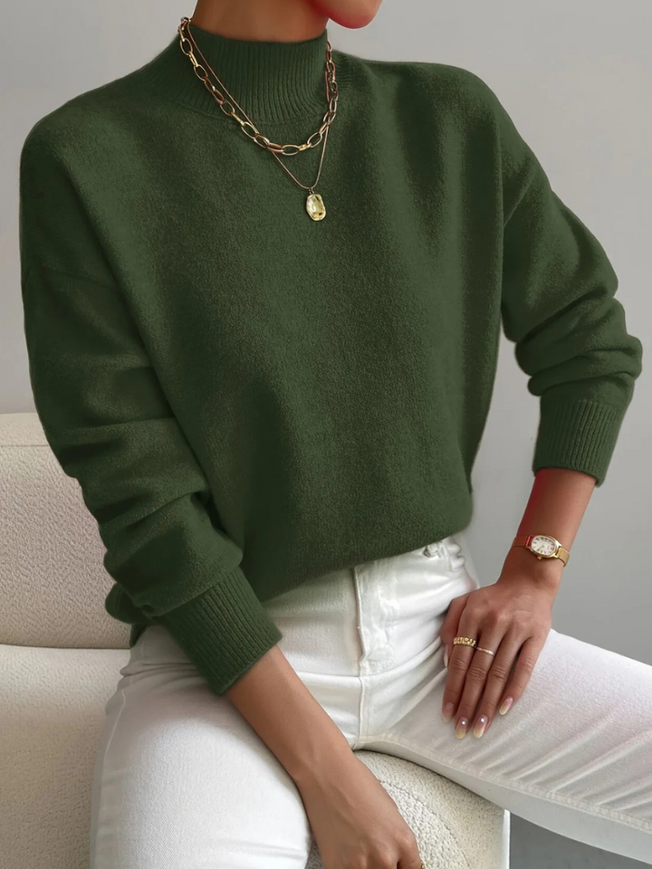 Stasia | Women's Mock-Neck Ribbed Long-Sleeve Sweater