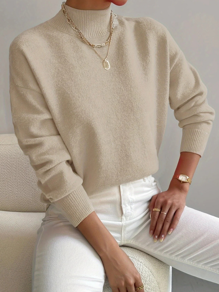 Stasia | Women's Mock-Neck Ribbed Long-Sleeve Sweater