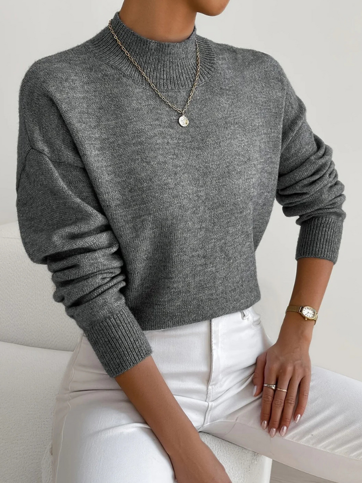 Stasia | Women's Mock-Neck Ribbed Long-Sleeve Sweater