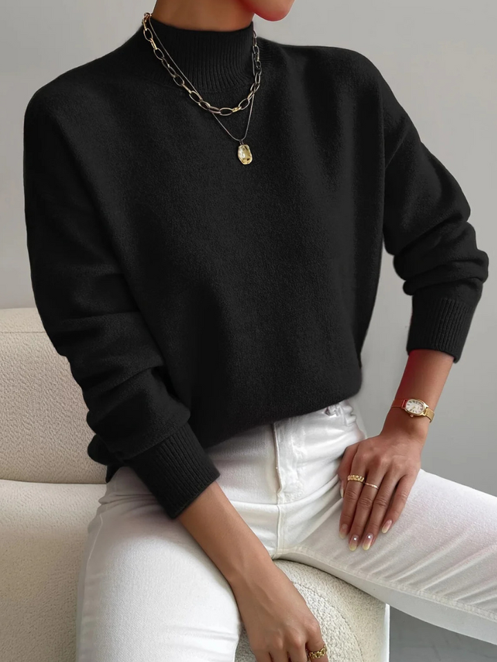 Stasia | Women's Mock-Neck Ribbed Long-Sleeve Sweater
