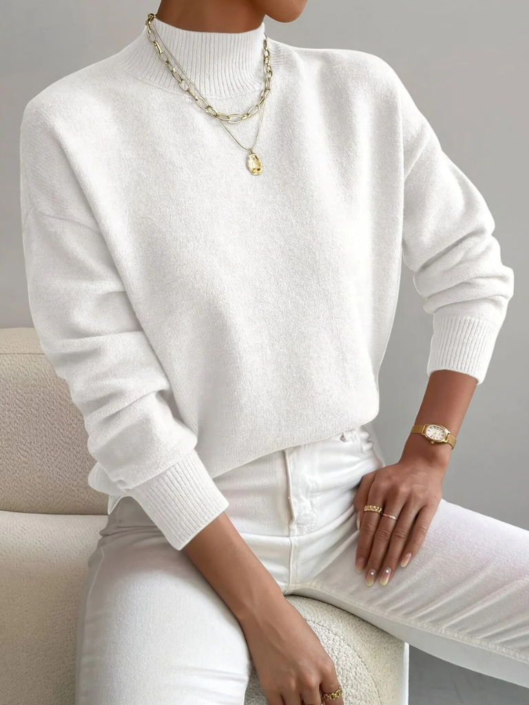 Stasia | Women's Mock-Neck Ribbed Long-Sleeve Sweater