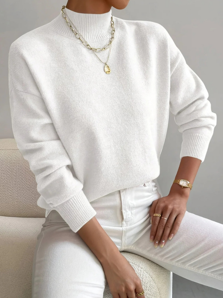 Stasia | Women's Mock-Neck Ribbed Long-Sleeve Sweater