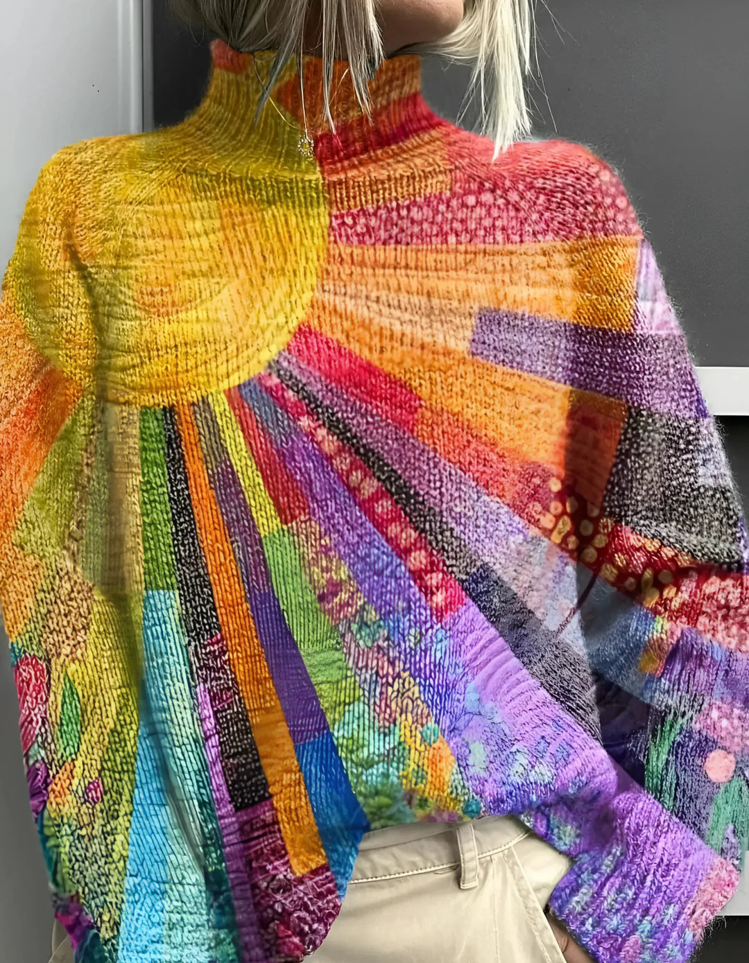 C&M® - Cheerful Colorful Turtleneck Sweater