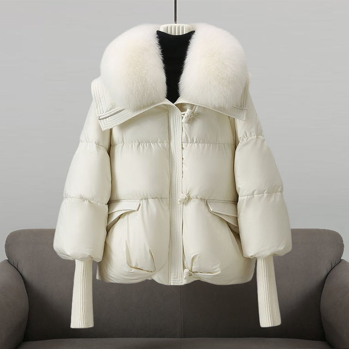 Parthenia | Women's Pocket Shearling-Collar Cropped Quilted Coat