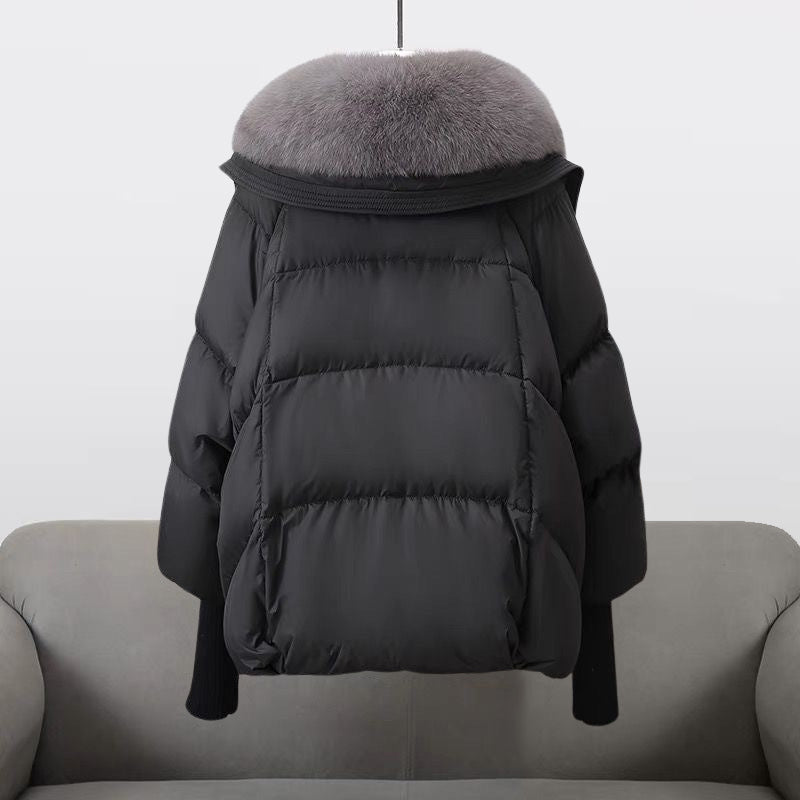 Parthenia | Women's Pocket Shearling-Collar Cropped Quilted Coat