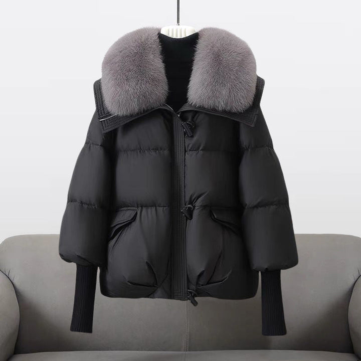 Parthenia | Women's Pocket Shearling-Collar Cropped Quilted Coat
