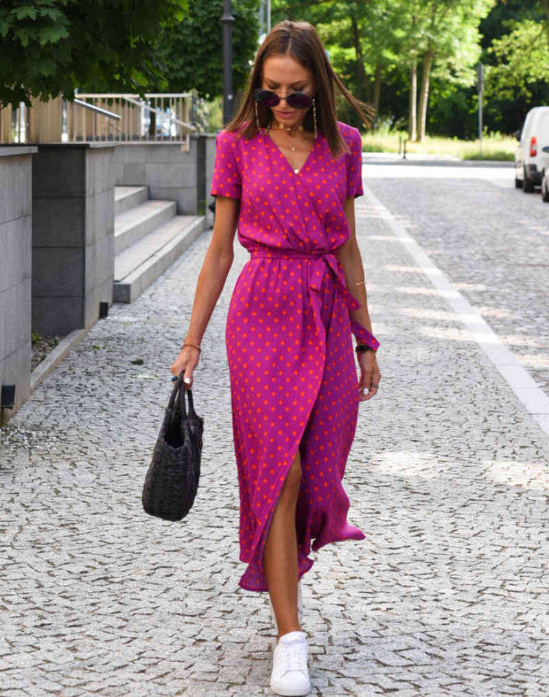 Vivienne | Women's Cotton Floral Wrap V-Neck Tie-Waist Midi Dress Carol & Margaret Wilmington