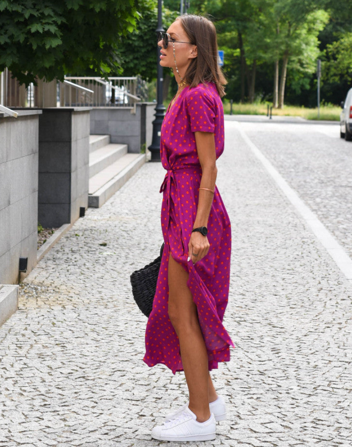 Vivienne | Women's Cotton Floral Wrap V-Neck Tie-Waist Midi Dress Carol & Margaret Wilmington