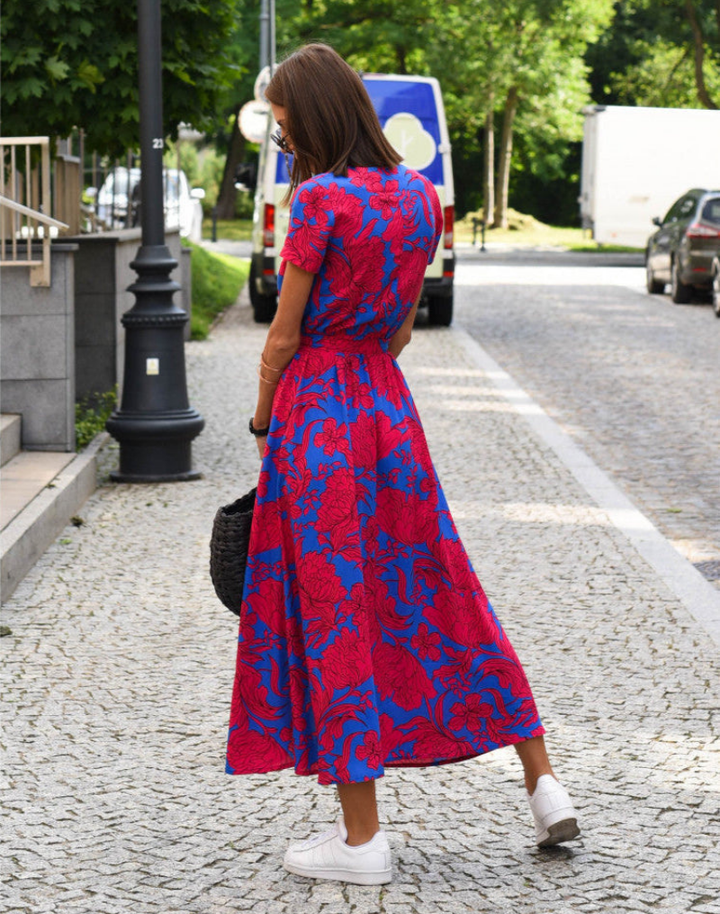 Vivienne | Women's Cotton Floral Wrap V-Neck Tie-Waist Midi Dress Carol & Margaret Wilmington