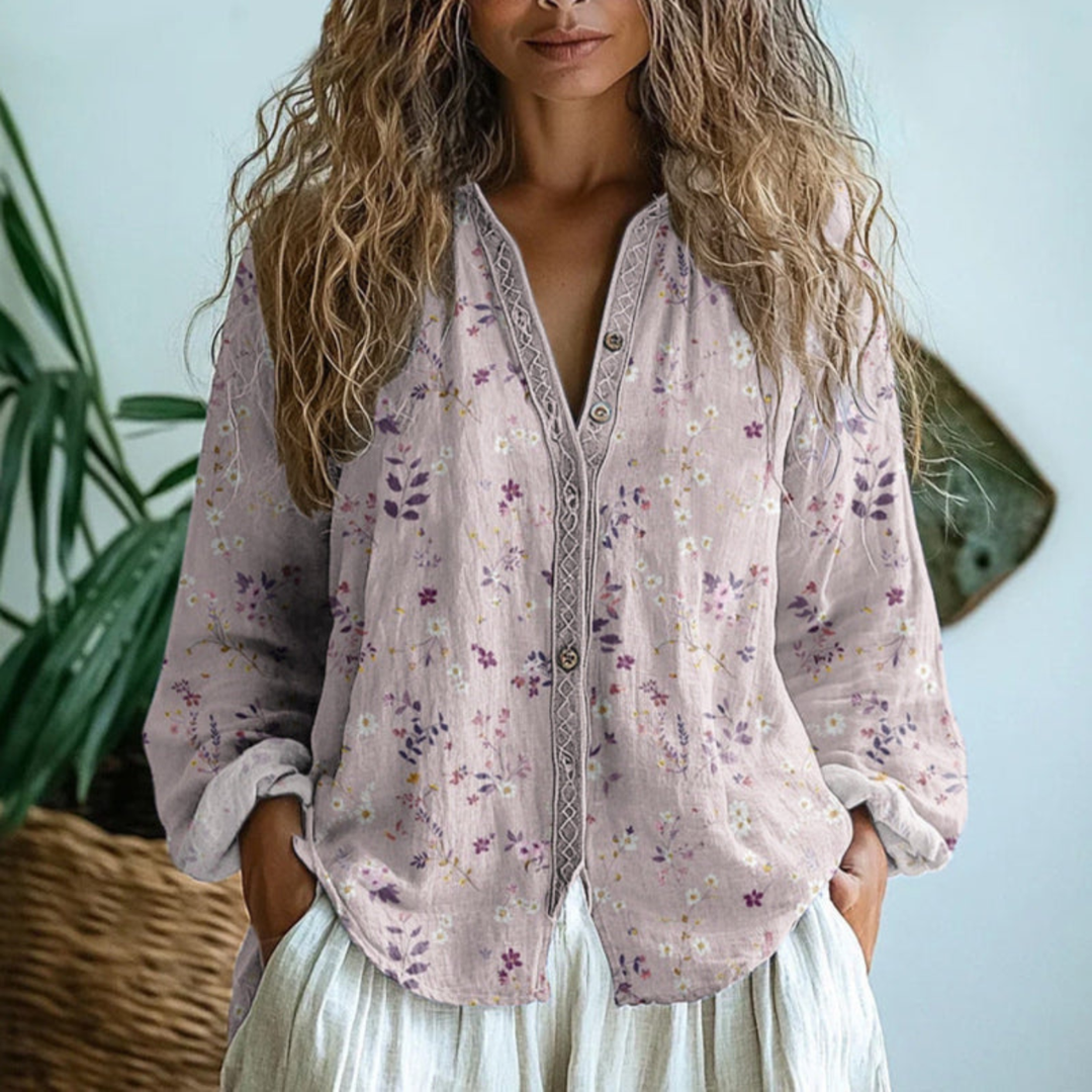 Wena | Women's Linen Long Sleeve Button-Down Blouse Carol & Margaret Wilmington