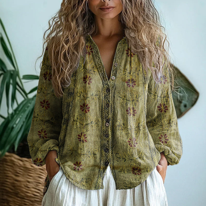 Wena | Women's Linen Long Sleeve Button-Down Blouse Carol & Margaret Wilmington
